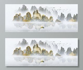 轻奢山水图图片