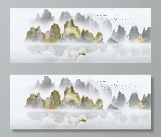 轻奢山水图图片