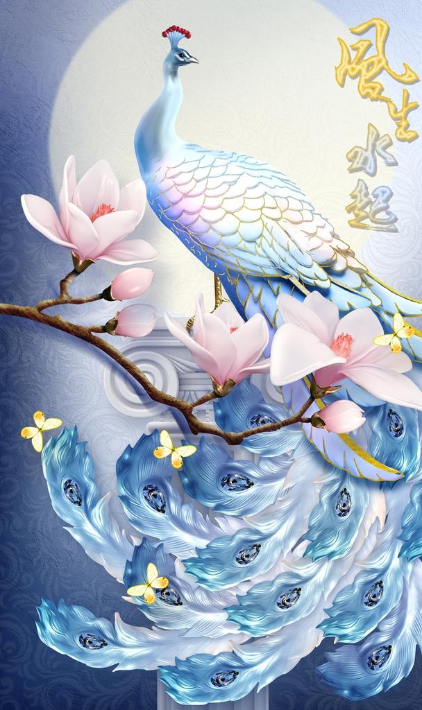 孔雀装饰画图片