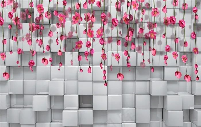 3D立体花朵花藤背景墙图片(3200x2130)psd模版下载