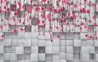 3D立体花朵花藤背景墙图片