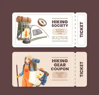 水彩风格旅行门票图片