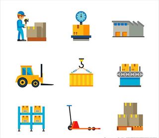 平面工厂物流图标集合图片