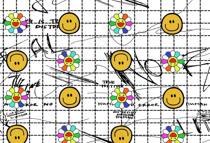 数码印花 格子 笑脸图片