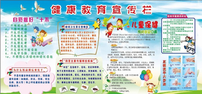 健康教育宣传栏图片(3937x1969)psd模版下载