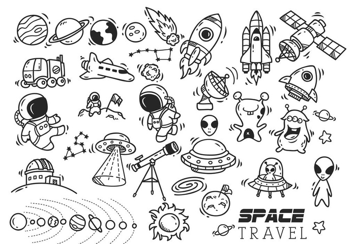 手绘太空图标图片