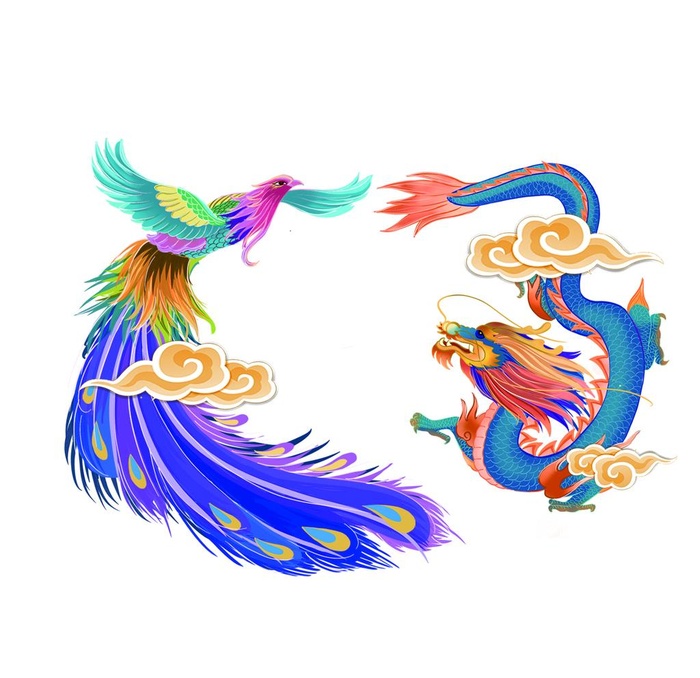 龙凤手绘图片(1476x1476)psd模版下载
