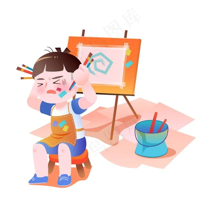 学习内卷化画画绘画AI矢量元素图片ai矢量模版下载