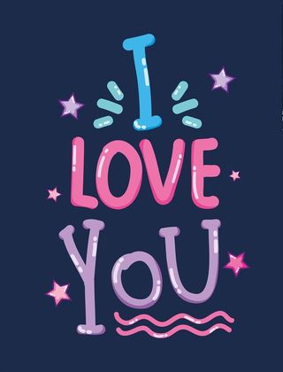 手绘I Love You字体图片