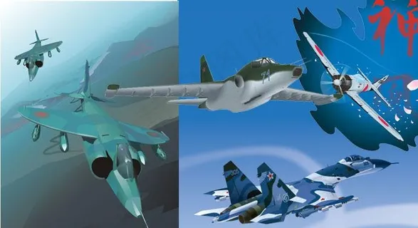 4款战斗机矢量素材图片