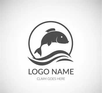 跳跃的鱼标志矢量素材图片