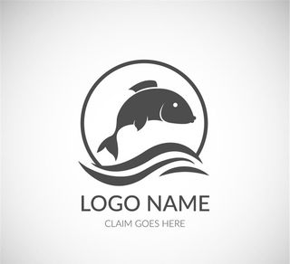 跳跃的鱼标志矢量素材图片