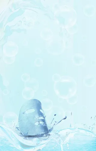 补水面膜蓝色背景素材图片