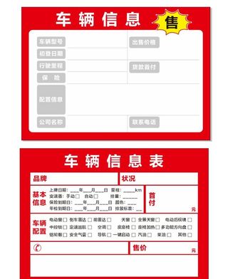 车辆信息表图片