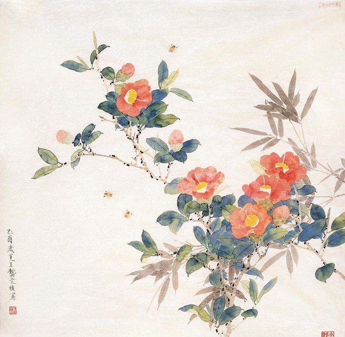 油画山茶花图片