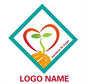 手托绿芽爱心创意LOGO图片