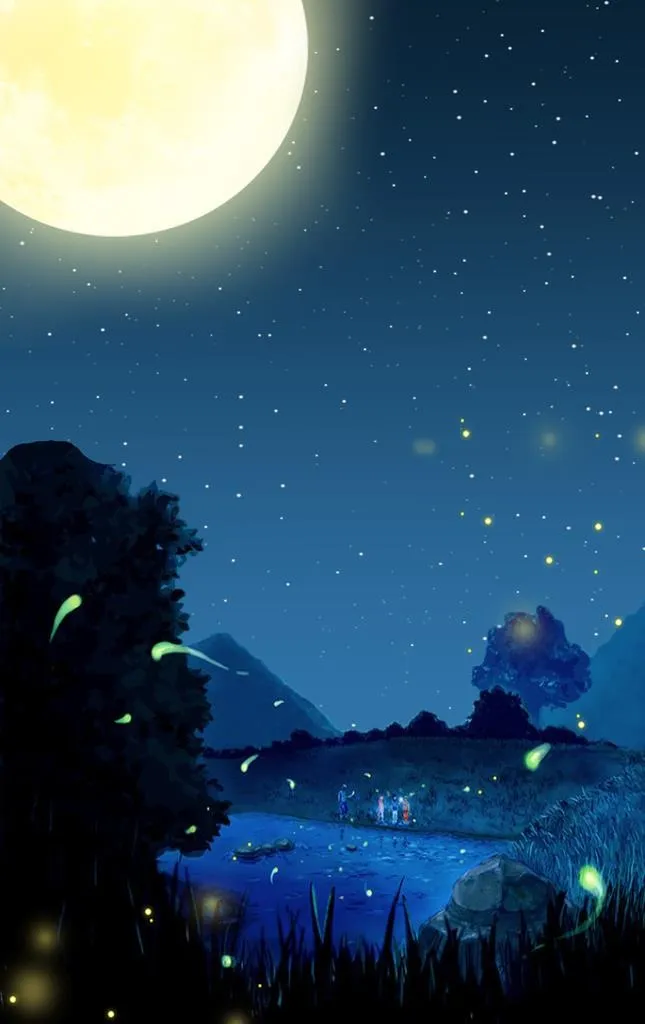 唯美夏日星空插画图片