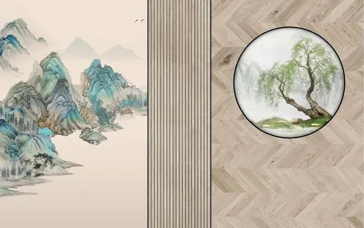 新中式柳树背景图片