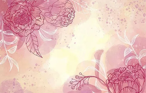 粉色背景花朵绘画图片