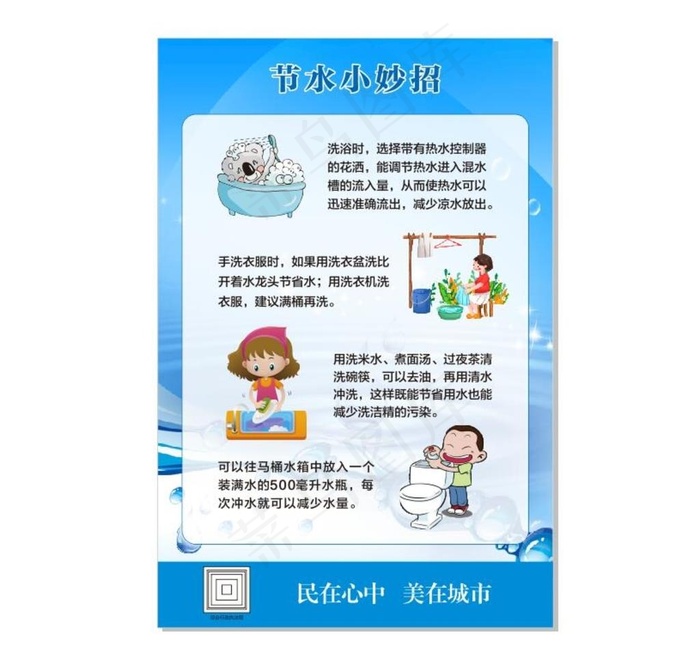 节约用水小妙招海报图片cdr矢量模版下载