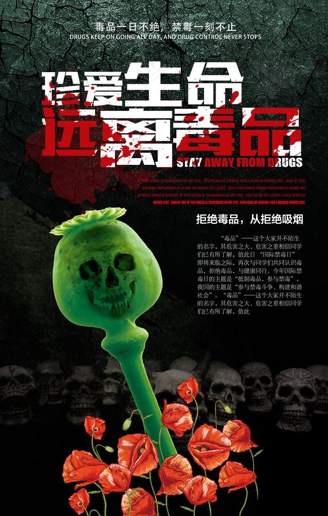 鸦片禁毒海报模板图片