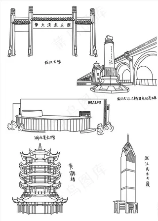 武汉建筑剪影图片