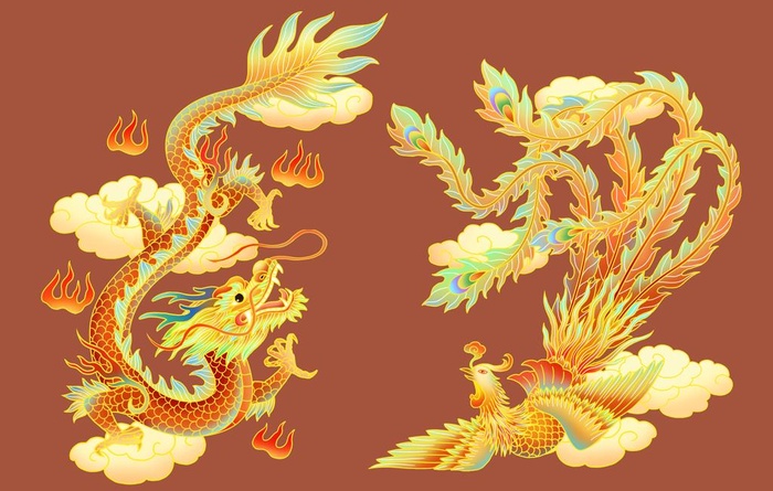 中国风龙凤元素图片(3000x2000)psd模版下载
