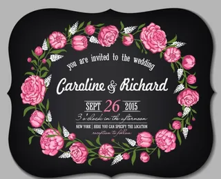 玫瑰花婚礼邀请卡图片