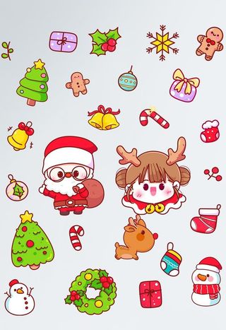 圣诞节矢量卡通可爱q版圣诞树雪图片