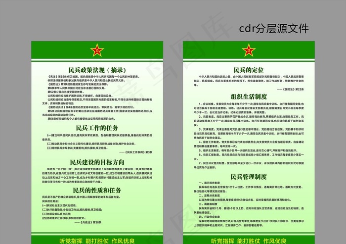 民兵营制度政策法规图片cdr矢量模版下载