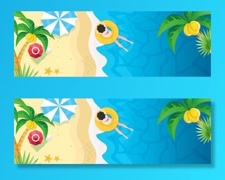 卡通夏日海滩海报banner图片