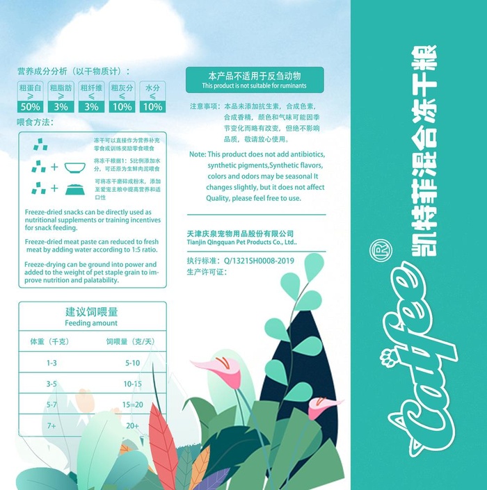 宠物食品包装背面和侧面展开图图片