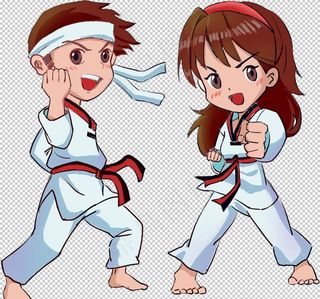 跆拳道卡通人物形象免抠元素图片