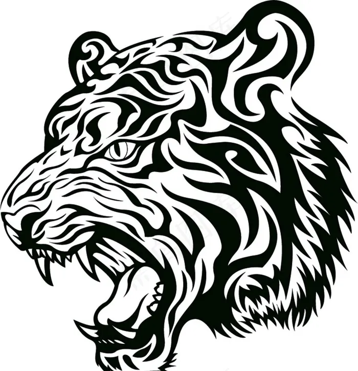 虎头线描矢量图片ai矢量模版下载