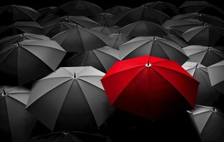 北欧红伞装饰画图片