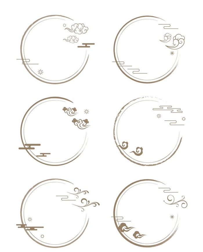 矢量中国风传统祥云圆形古典边框图片ai矢量模版下载