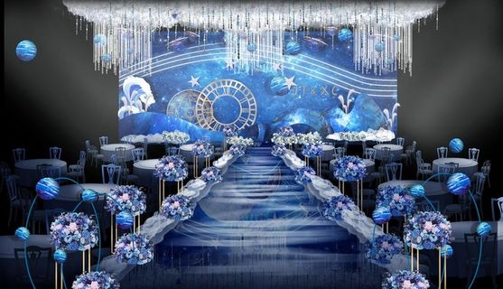 蓝色星空婚礼效果图背景3004图片