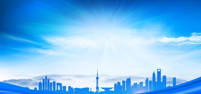 蓝天白云蓝色建筑物背景图图片