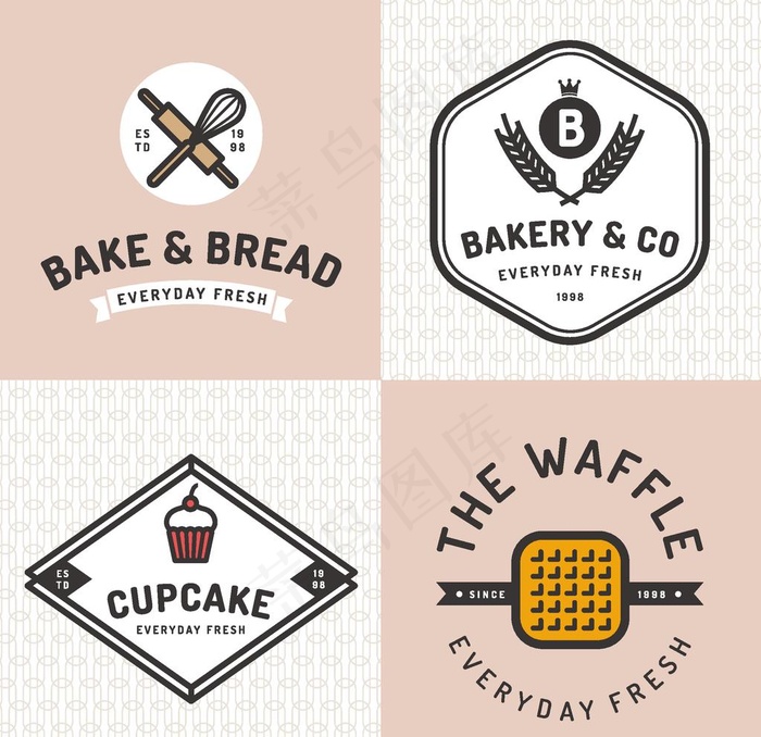 矢量面包美食标贴标签图片
