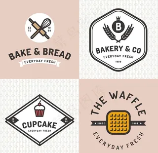 矢量面包美食标贴标签图片