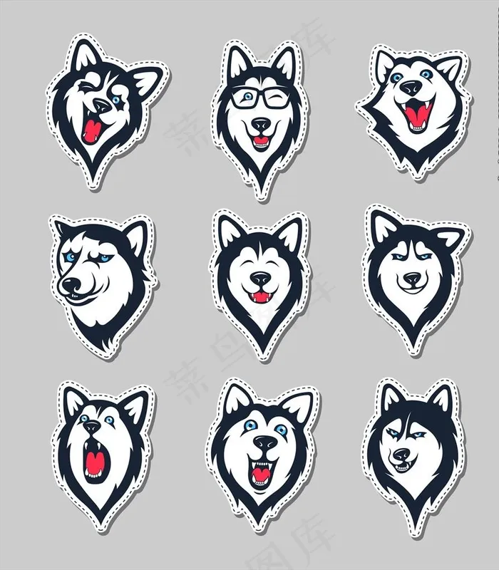 哈士奇图片ai矢量模版下载