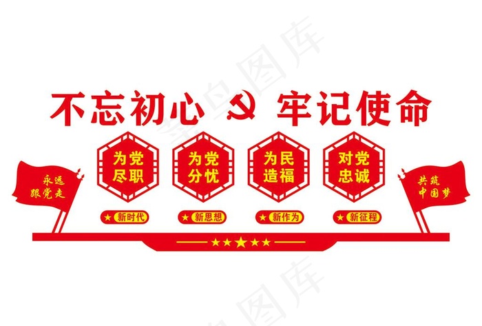 不忘初心 牢记使命图片cdr矢量模版下载