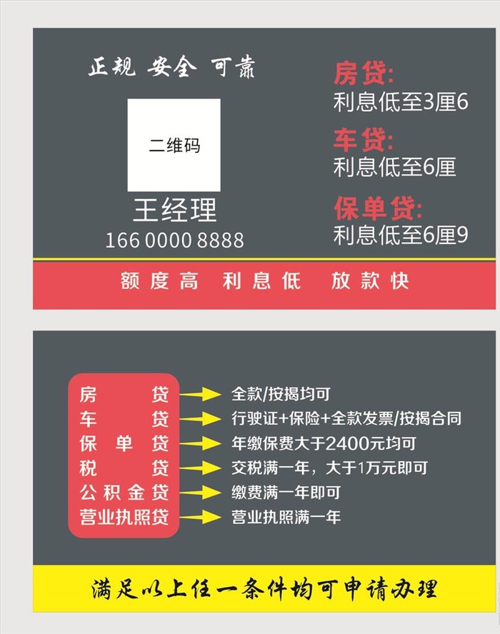 贷款公司名片图片