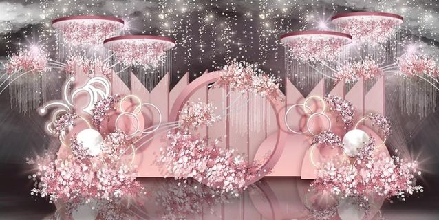 粉色梦幻蝴蝶婚礼效果图图片