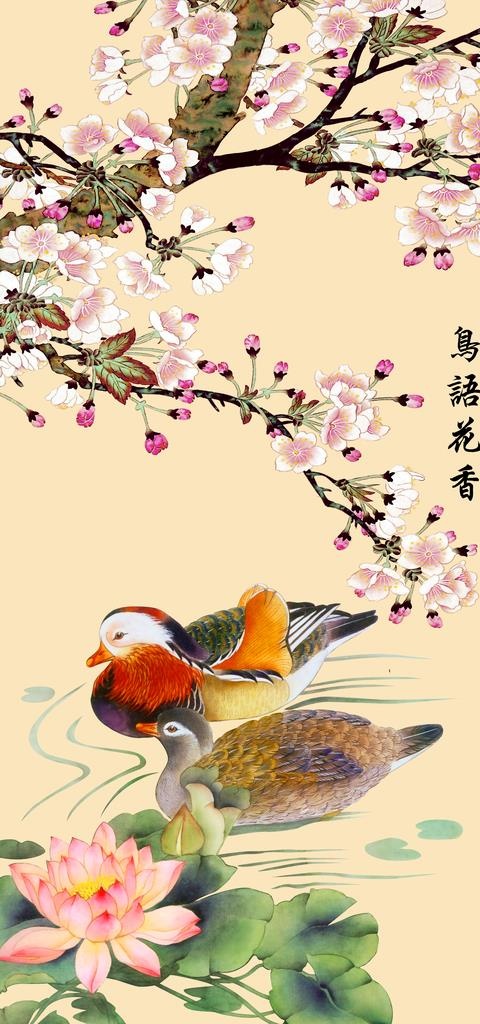 花鸟玄关装饰画图片(3402x6803)psd模版下载
