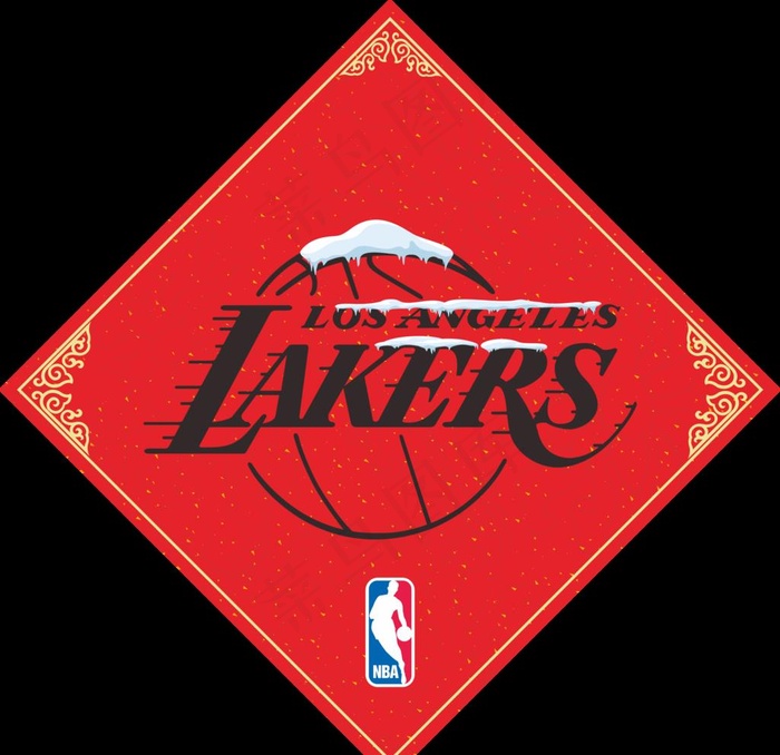 NBA官方湖人新年款衣服印花图片