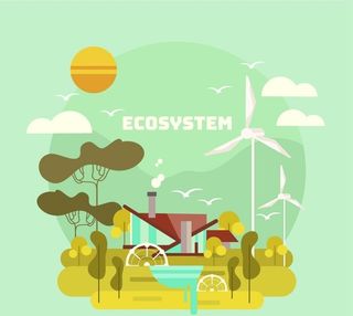 城市生态系统插画图片