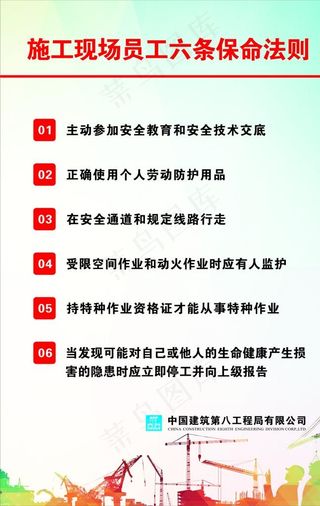 施工现场员工六条保命法则图片