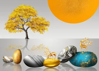 发财树时尚石头艺术挂画装饰画图片