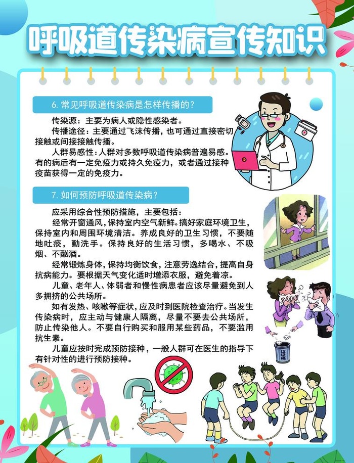 呼吸道传染病宣传知识宣传页图片(2528x3413)psd模版下载